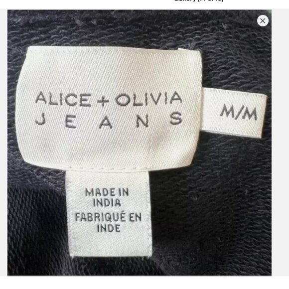 Alice+Olivia Barron Sequined Black Cotton Full Zip Sweatshirt Hoodie Size M - Picture 10 of 10